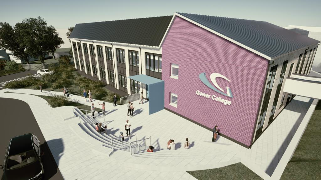 Artist impression of outside the new entrance, with seating in the foreground