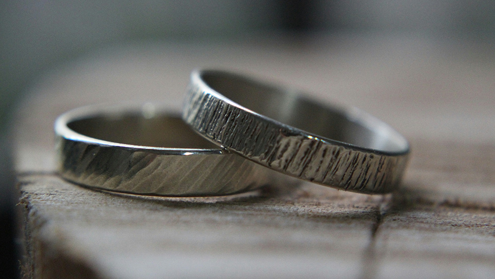 Textured silver rings