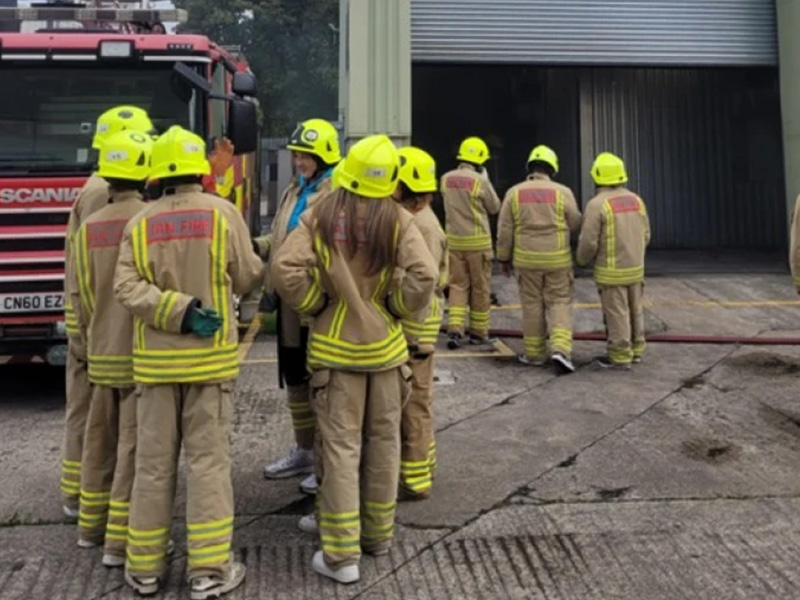 Students in firefighter gear