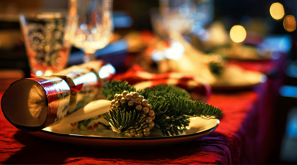 Christmas cracker on a plate