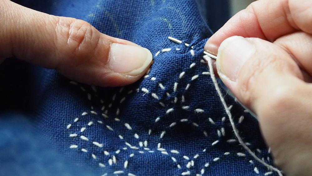 sashiko stitching with sewing needle