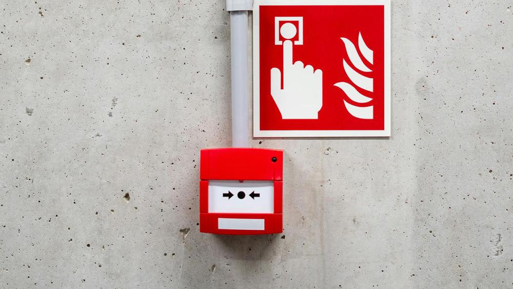 Fire alarm on concrete wall