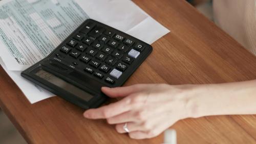 calculator and tax form