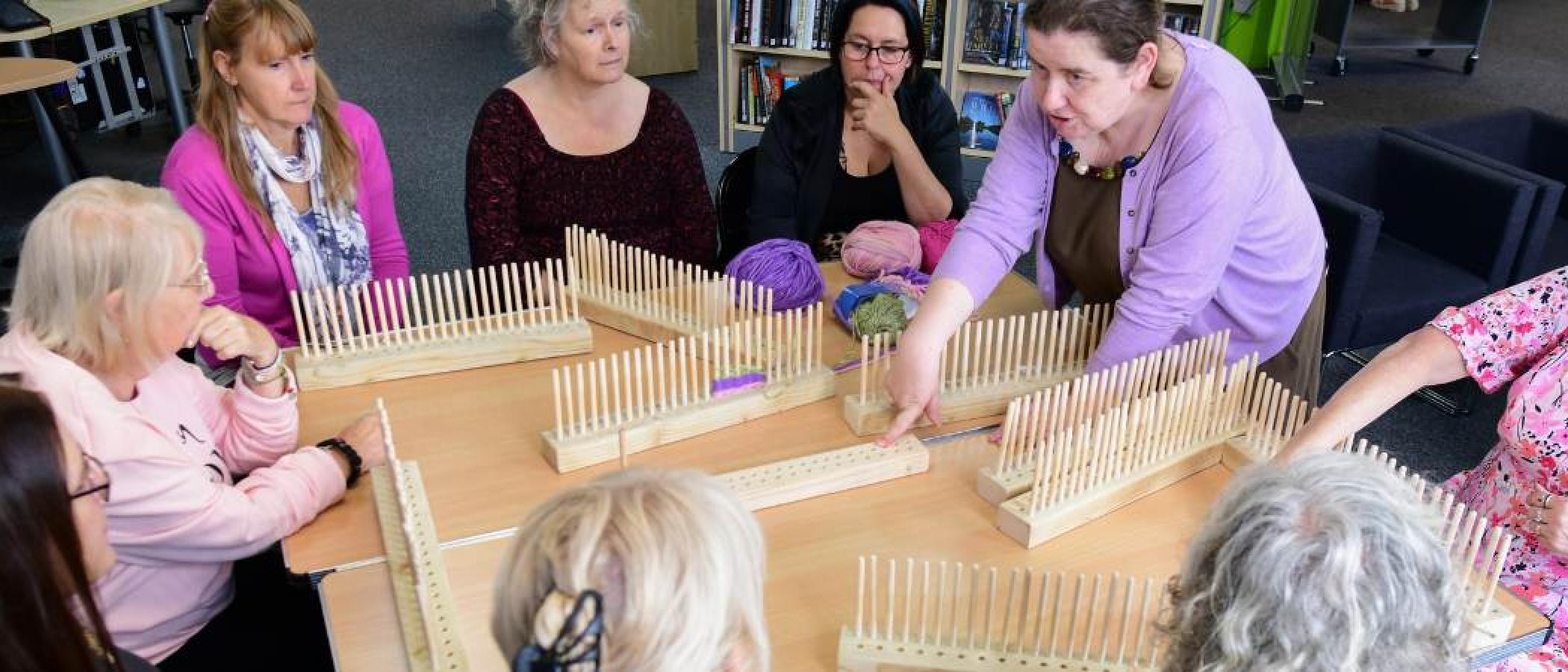 Peg weaving Gorseinon library 