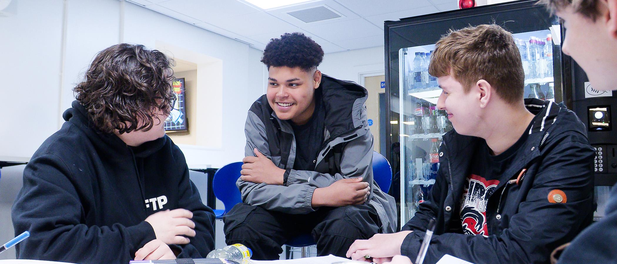 Students chatting in the Gorseinon common room