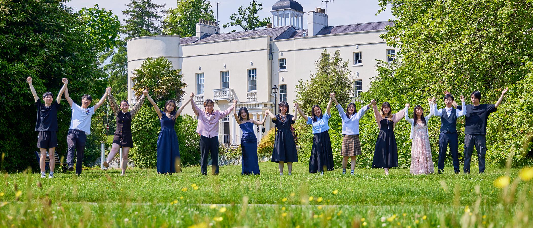 International students outside Sketty Hall