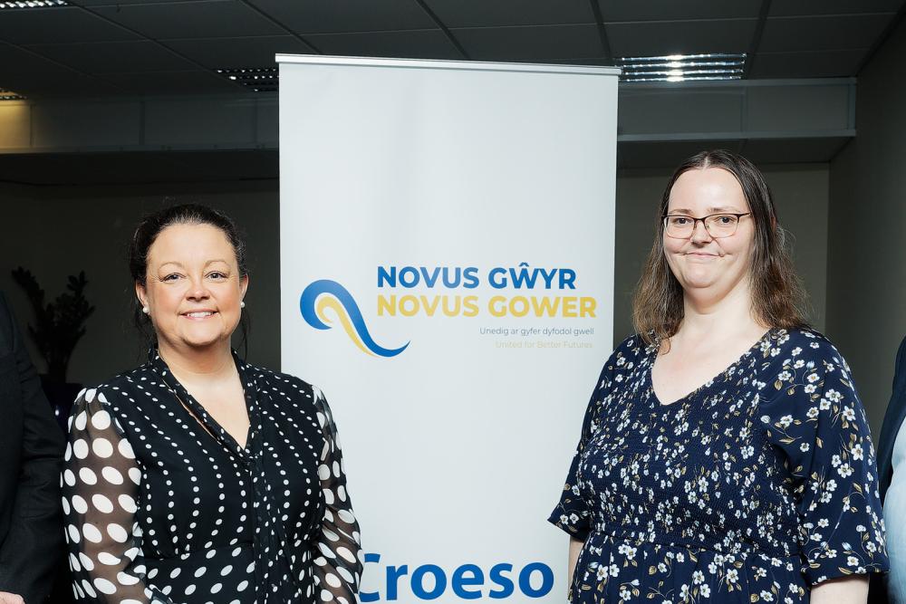 Left to right: Mark Jones, CEO Gower College Swansea, Louisa Walters, Quality Development Manager Gower College Swansea, Sally Pearson, Head of Learning and Skills Novus Gower and Peter Cox, Managing Director Novus