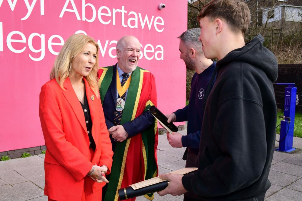 Angharad Beynon and Master Henry Gilbert chatting with winners